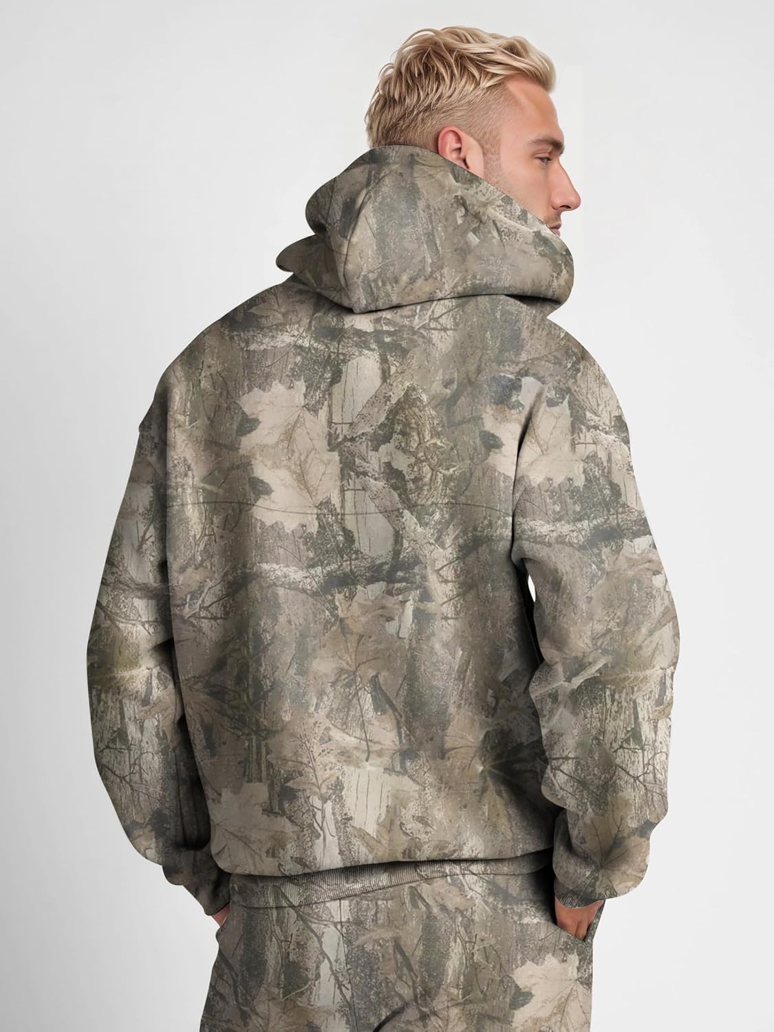 Men’s Camo Maple Leaf Oversized Fleece Hoodie